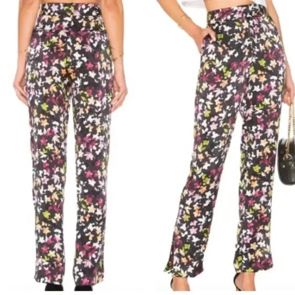 EQUIPMENT FEMME NWT Silk Florence Print Side Slit Trousers Pants - Picture 4 of 10